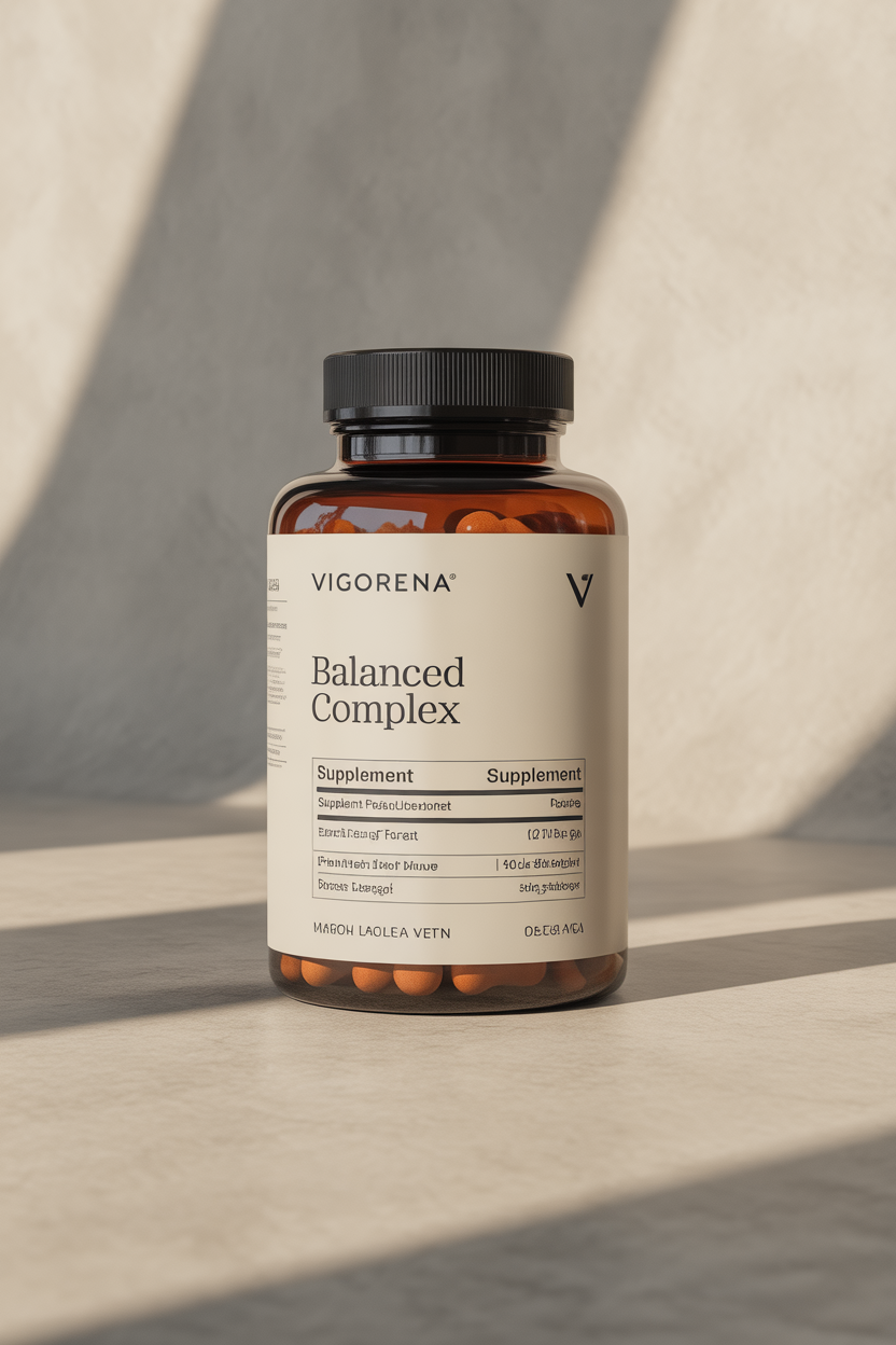 Vigorena balanced complex supplement packaging